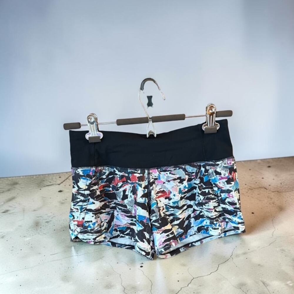 Lululemon Run Times Shorts 3.5- 4” Mosaic Black Women’s 2 Lined